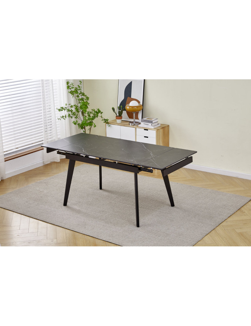 Стіл OSLO CERAMIC 120(180)*80 чорний мат/чорний каркас