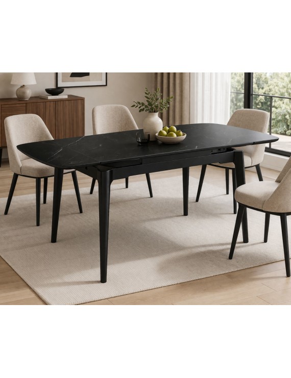 Стіл DUBLIN CERAMIC 120(180)*80 чорний мат/чорний каркас