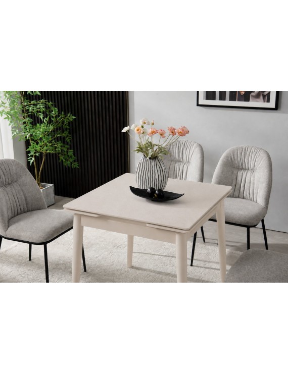 Стіл AVENTO CERAMIC 80(130)*80 білий/кашемір