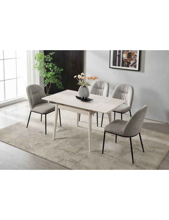 Стіл AVENTO CERAMIC 80(130)*80 білий/кашемір