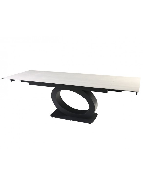 Стіл OVIDIO CERAMIC 160(240)*90 білий дуб/чорний каркас