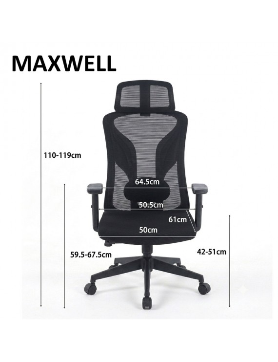 Крісло поворотне MAXWELL чорне/чорний каркас