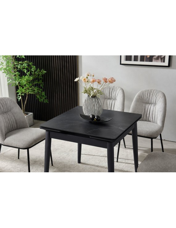 Стіл AVENTO CERAMIC 80(130)*80 чорний/чорний