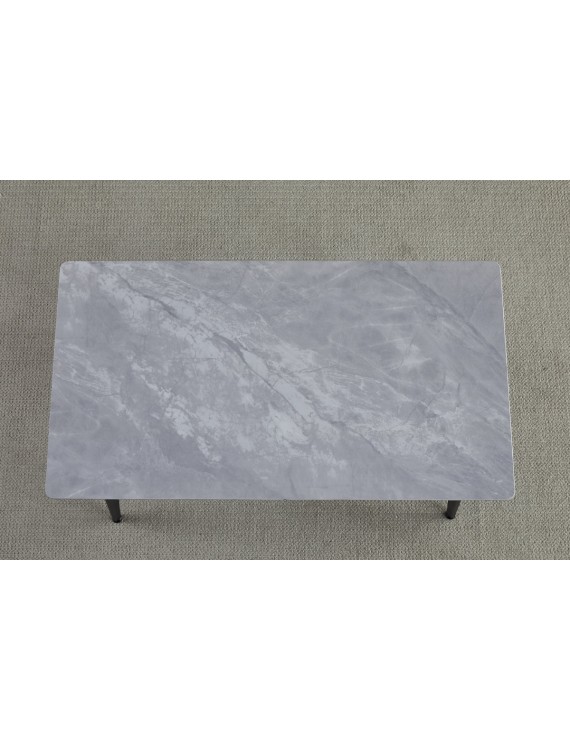 Стіл SABA CERAMIC 130*70 сірий глянець/чорний каркас