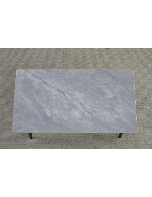 Стіл SABA CERAMIC 130*70 сірий глянець/чорний каркас