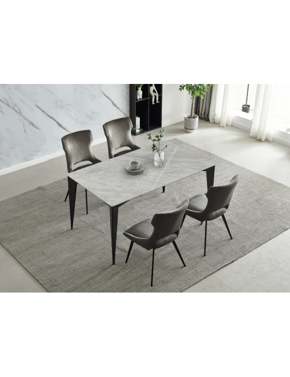 Стіл NORMAN CERAMIC 140*90 Muie White глянець/чорний каркас