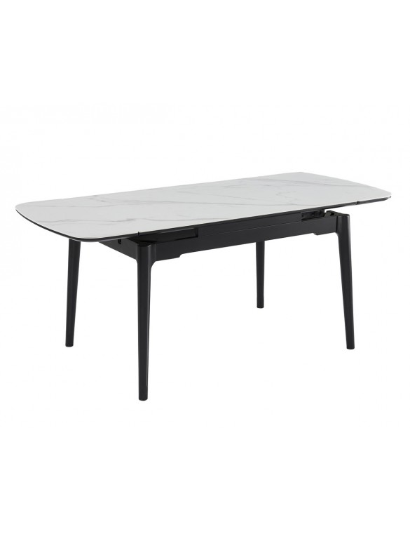 Стіл DUBLIN CERAMIC 120(180)*80 білий глянець/чорний каркас
