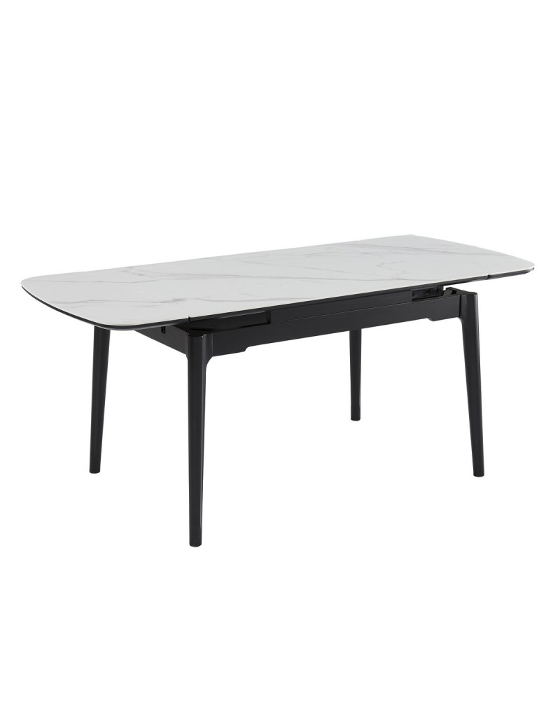 Стіл DUBLIN CERAMIC 120(180)*80 білий глянець/чорний каркас