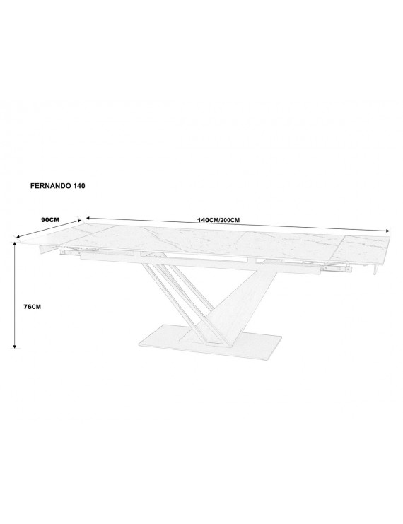 Стіл FERNANDO CERAMIC 140(200)*90 бежевий мат/темний горіх