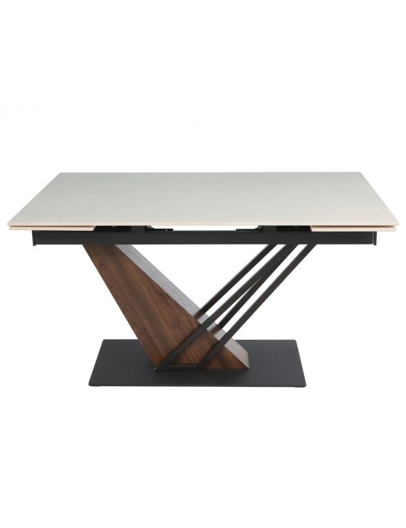 Стіл FERNANDO CERAMIC 140(200)*90 бежевий мат/темний горіх