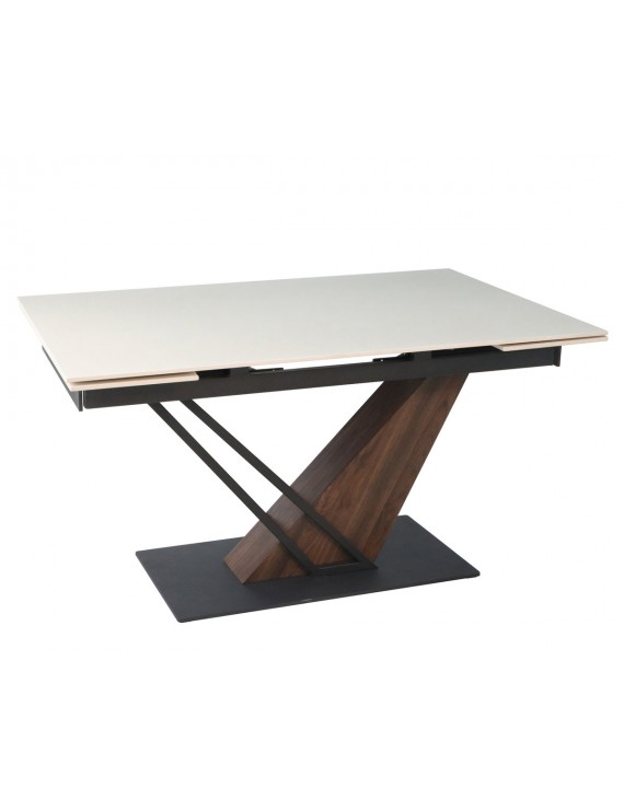 Стіл FERNANDO CERAMIC 140(200)*90 бежевий мат/темний горіх