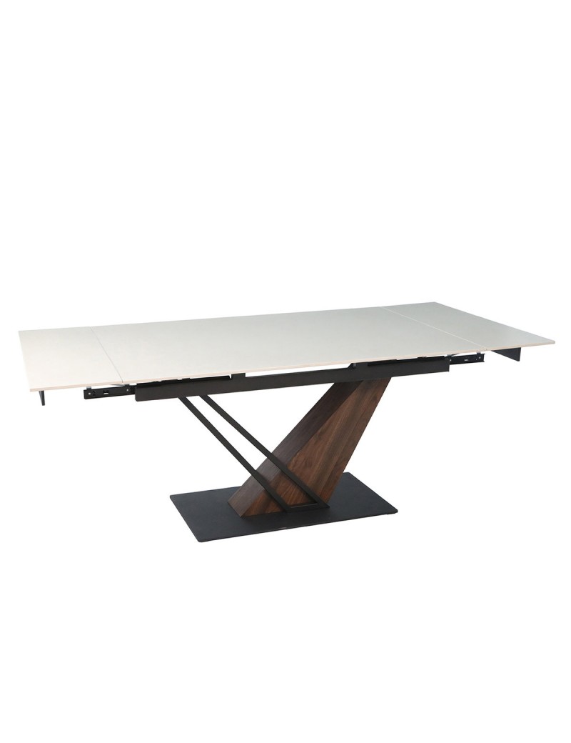 Стіл FERNANDO CERAMIC 140(200)*90 бежевий мат/темний горіх