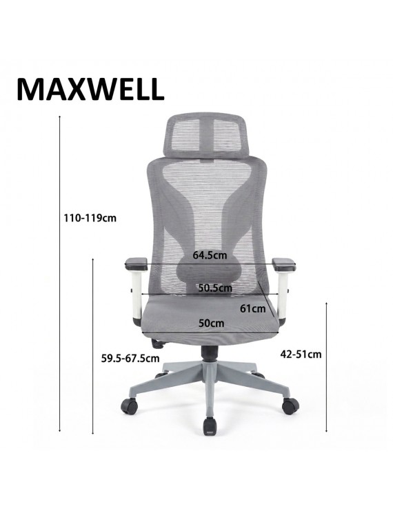 Крісло поворотне MAXWELL сіре/сірий каркас