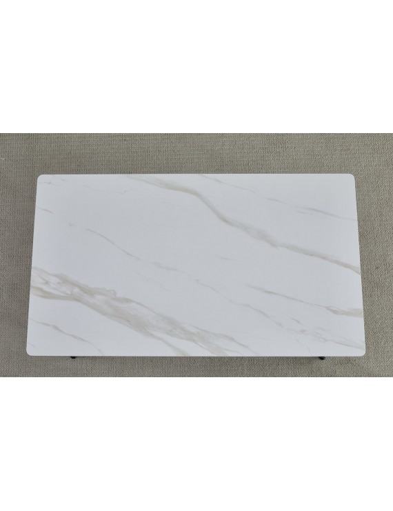 Стіл KING CERAMIC 140*80 білий глянець/чорний мат каркас