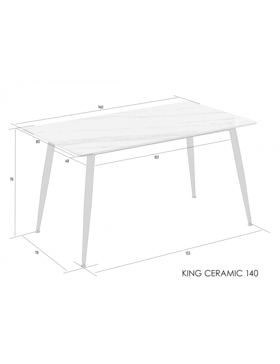 Стіл KING CERAMIC 140*80 білий глянець/чорний мат каркас