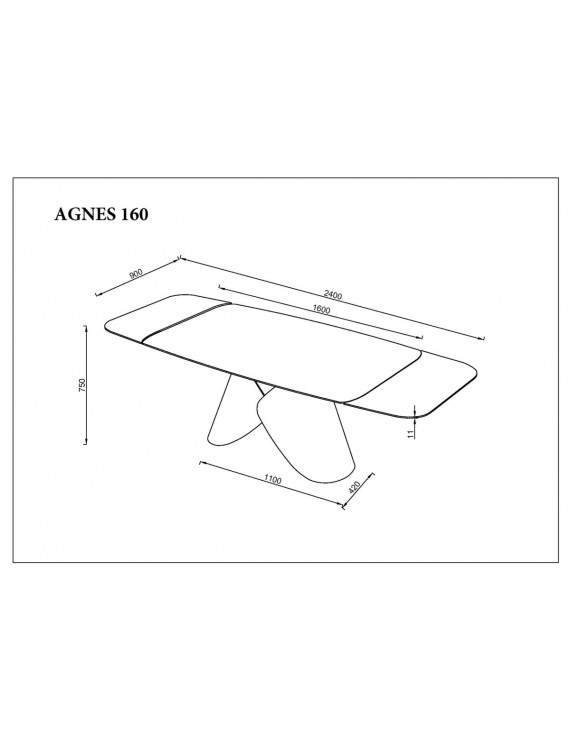 Стіл AGNES CERAMIC 160(240)*90 білий позолочений мат/коричневий