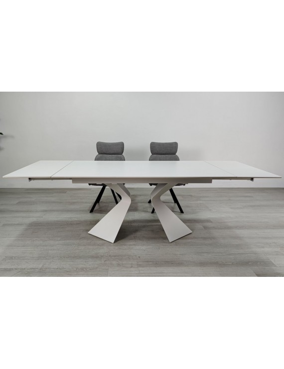 Стіл LAURA CERAMIC 160(240)*90 білий мат/білий