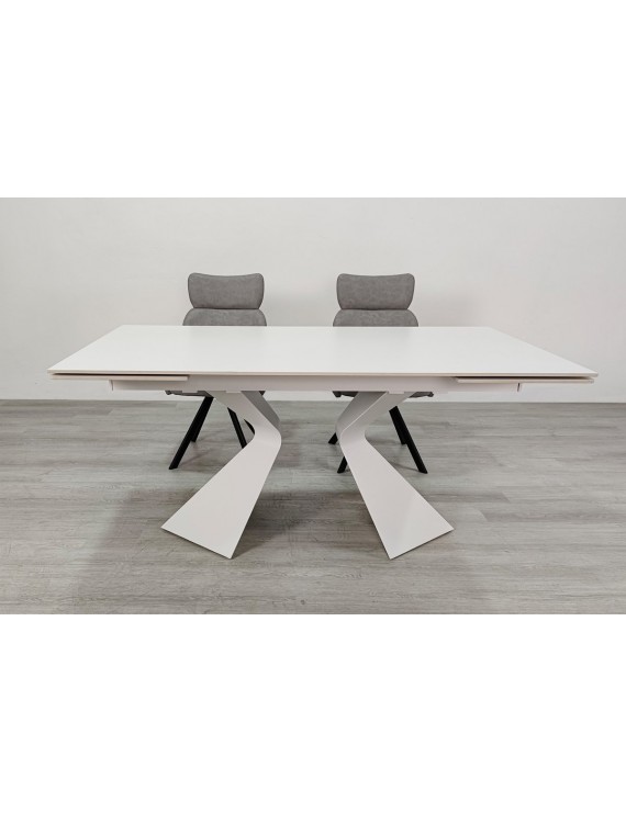 Стіл LAURA CERAMIC 160(240)*90 білий мат/білий