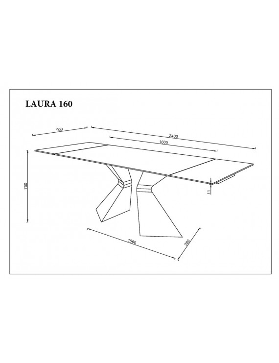 Стіл LAURA CERAMIC 160(240)*90 білий мат/білий