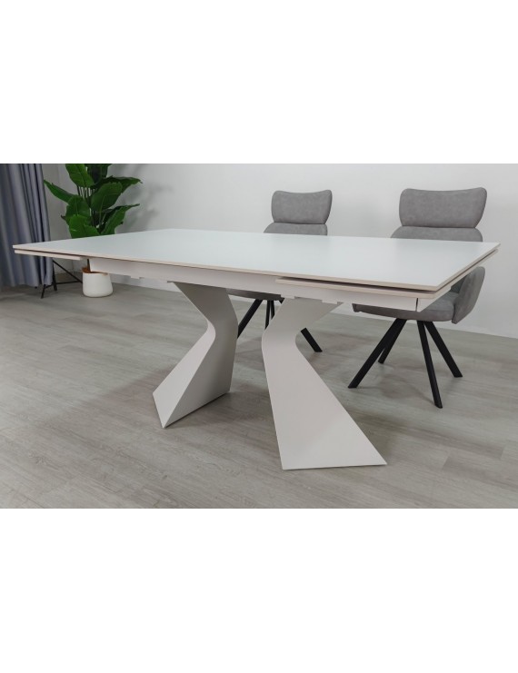 Стіл LAURA CERAMIC 160(240)*90 білий мат/білий