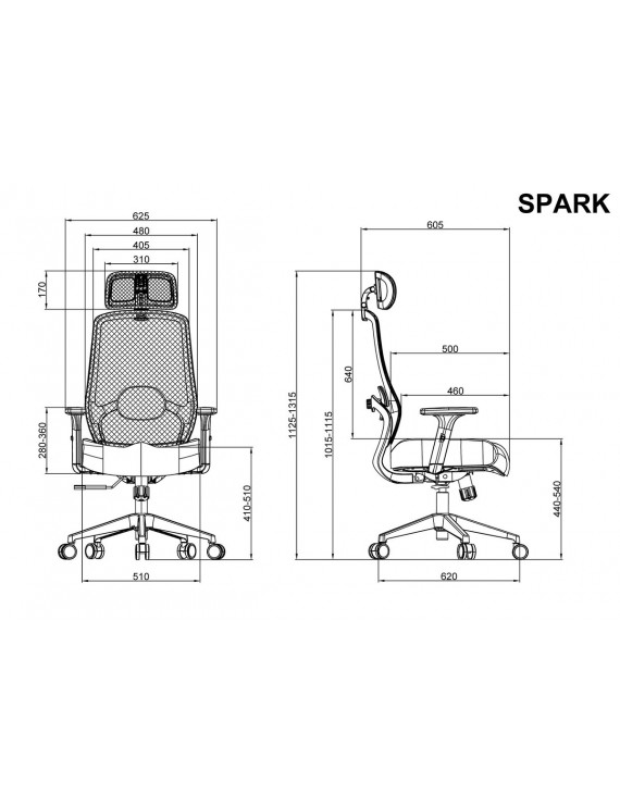 Крісло поворотне SPARK сіра тканина/чорний каркас