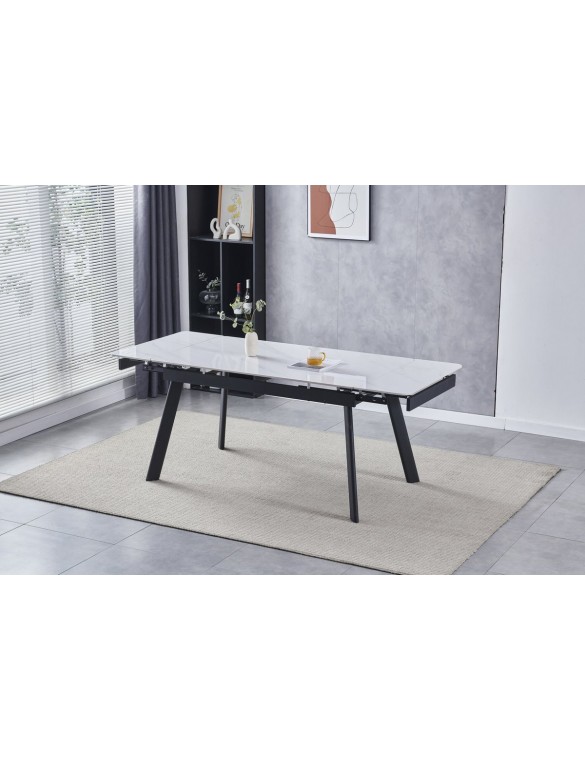 Стіл OSLO CERAMIC 120(180)*80 білий глянець/чорний каркас