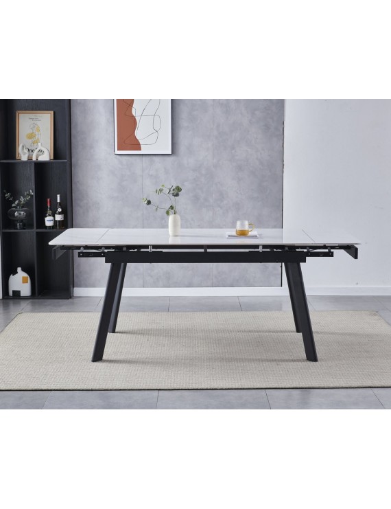 Стіл OSLO CERAMIC 120(180)*80 білий глянець/чорний каркас