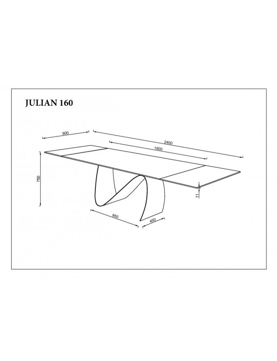 Стіл JULIAN CERAMIC 160(240)*90 сірий мат/чорний