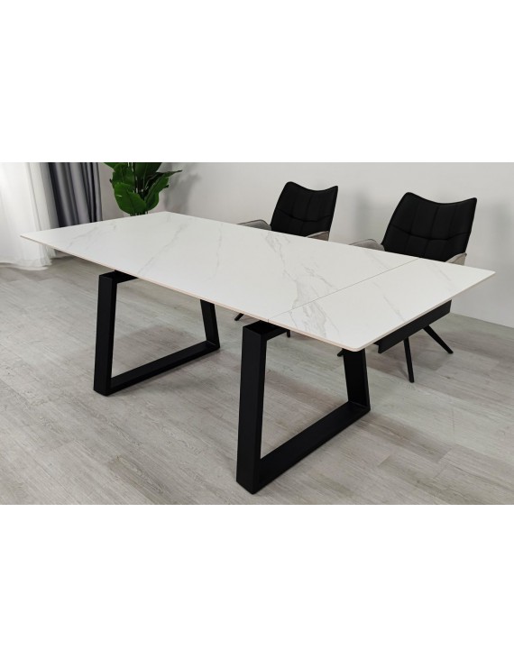 Стіл BERNARD CERAMIC 140(200)*90 білий мат/чорний
