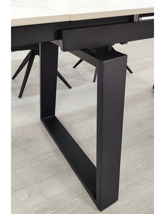Стіл BERNARD CERAMIC 140(200)*90 білий мат/чорний