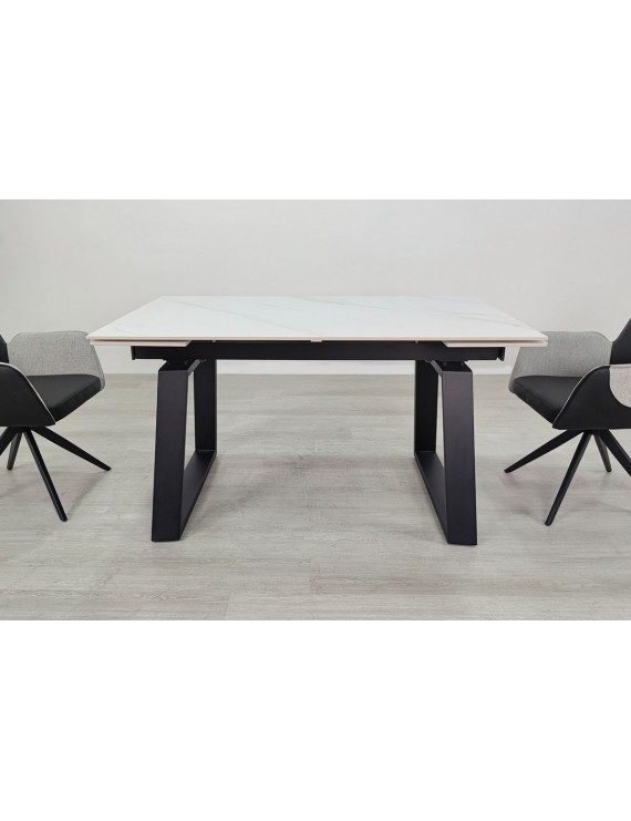 Стіл BERNARD CERAMIC 140(200)*90 білий мат/чорний