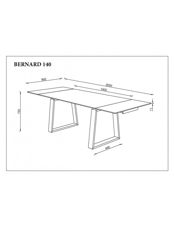 Стіл BERNARD CERAMIC 140(200)*90 білий мат/чорний