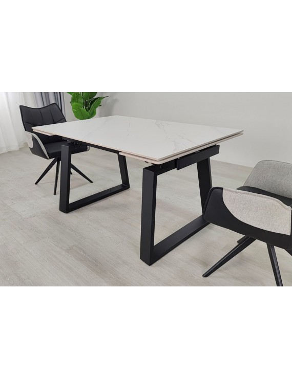 Стіл BERNARD CERAMIC 140(200)*90 білий мат/чорний