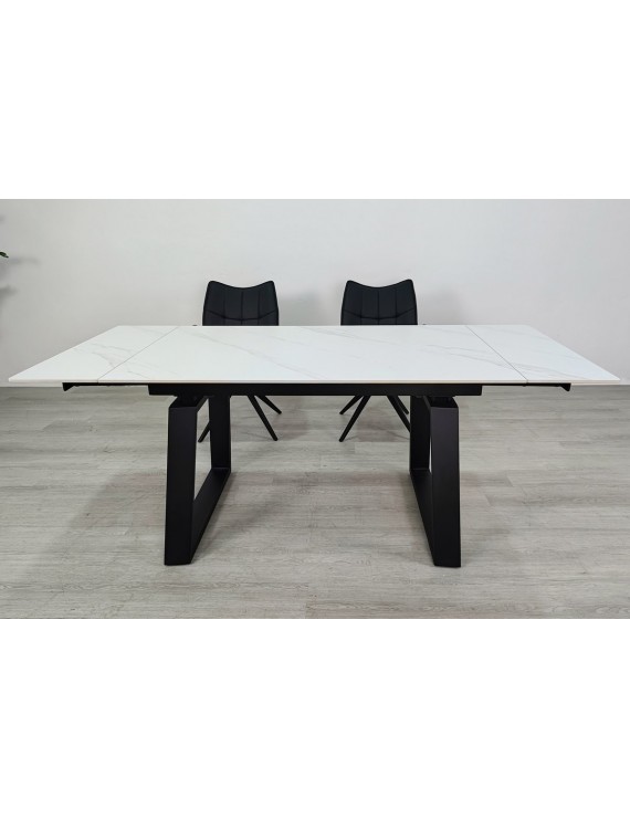 Стіл BERNARD CERAMIC 140(200)*90 білий мат/чорний