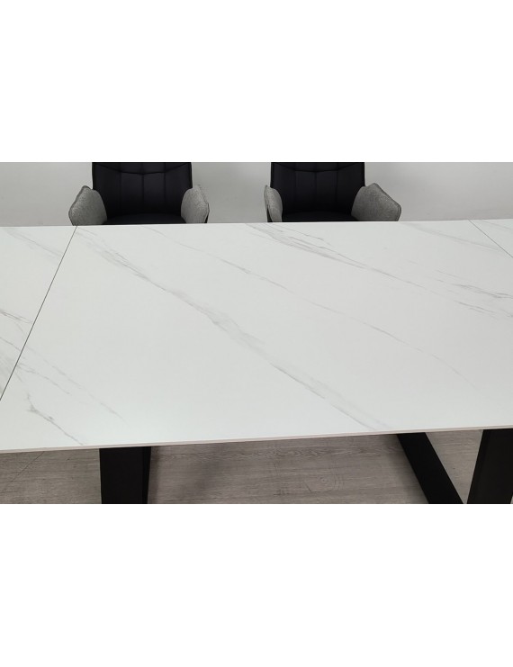 Стіл BERNARD CERAMIC 140(200)*90 білий мат/чорний