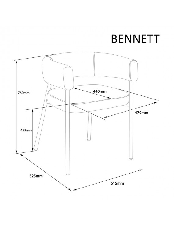 Cтілець BENNETT горіх метал/коричневий тк.