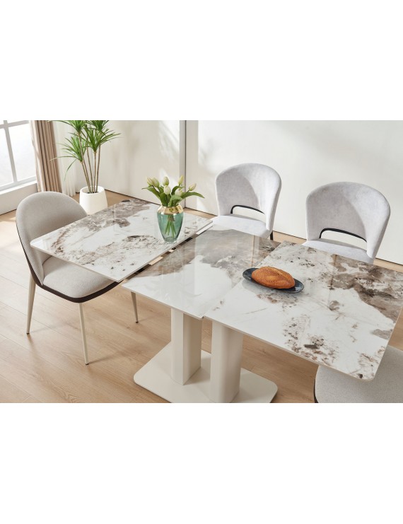 Стіл ROTTERDAM CERAMIC 120(160)*75 білий глянець/кашемір