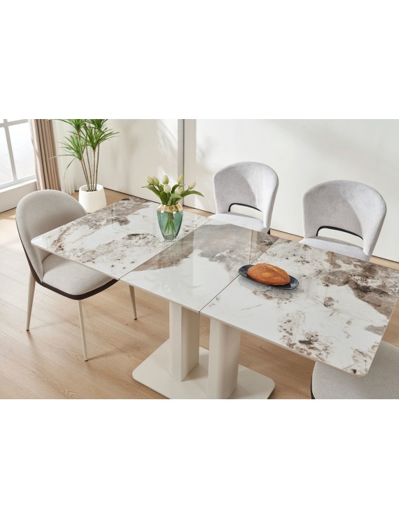 Стіл ROTTERDAM CERAMIC 120(160)*75 білий глянець/кашемір