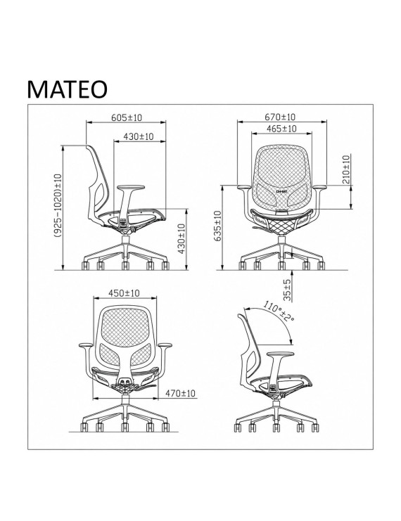 Крісло поворотне MATEO сіре/сірий каркас