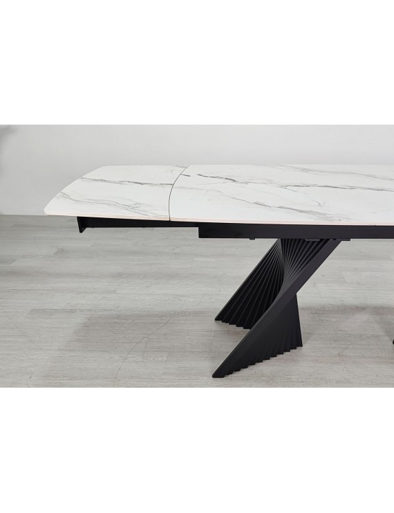 Стіл EDMUND CERAMIC 160(240)*90 білий мат/чорний