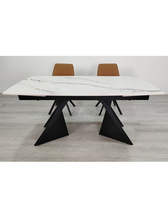 Стіл EDMUND CERAMIC 160(240)*90 білий мат/чорний