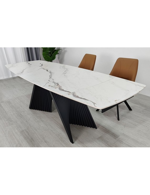 Стіл EDMUND CERAMIC 160(240)*90 білий мат/чорний