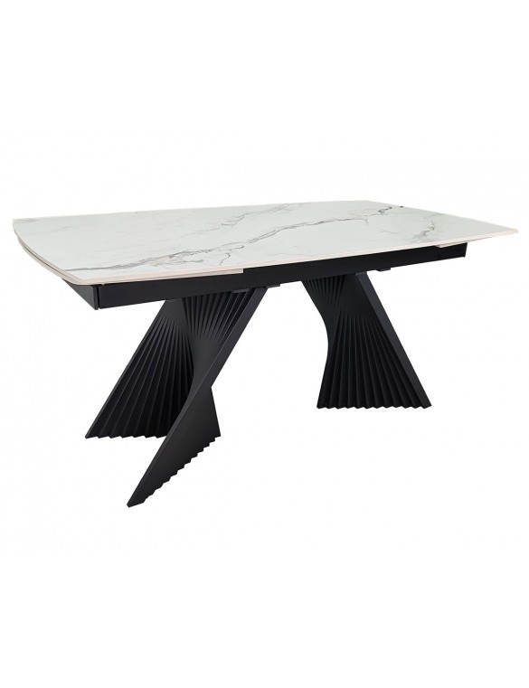 Стіл EDMUND CERAMIC 160(240)*90 білий мат/чорний