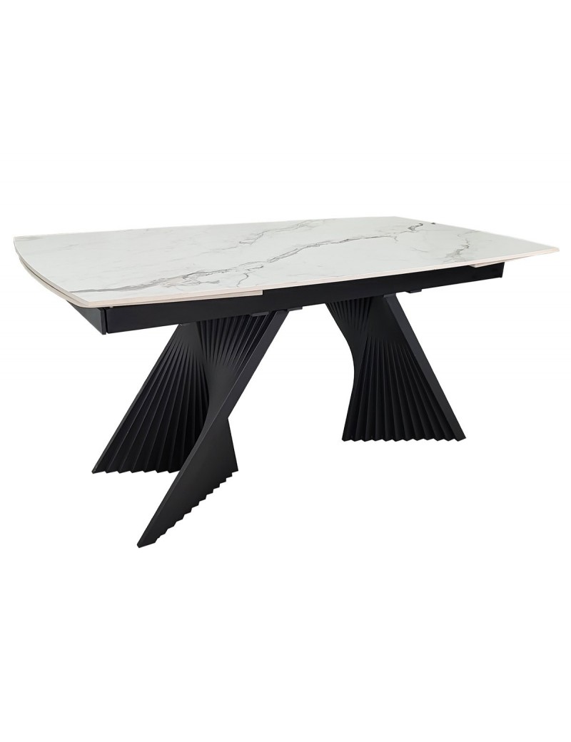 Стіл EDMUND CERAMIC 160(240)*90 білий мат/чорний