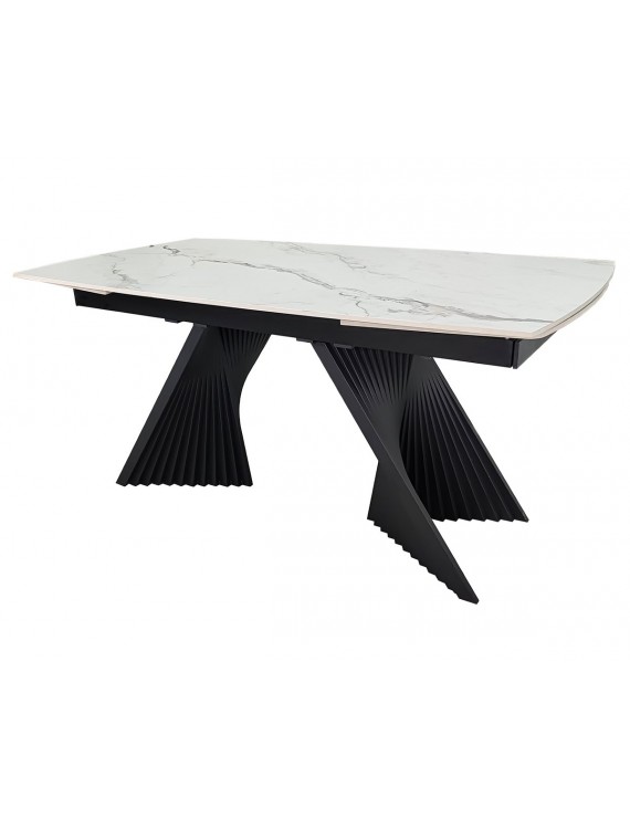 Стіл EDMUND CERAMIC 160(240)*90 білий мат/чорний