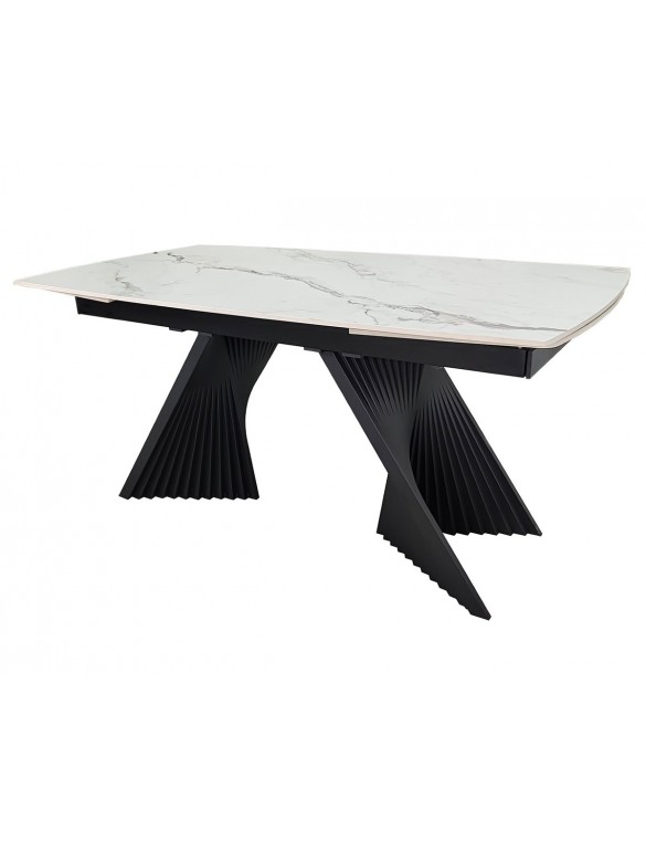 Стіл EDMUND CERAMIC 160(240)*90 білий мат/чорний