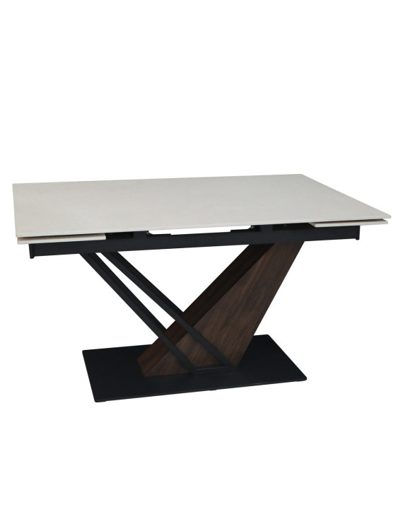 Стіл FERNANDO CERAMIC 160(220)*90 бежевий мат/темний горіх