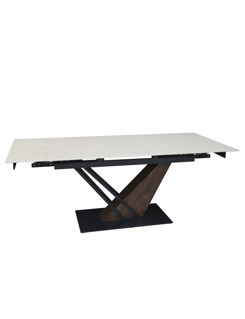 Стіл FERNANDO CERAMIC 160(220)*90 бежевий мат/темний горіх