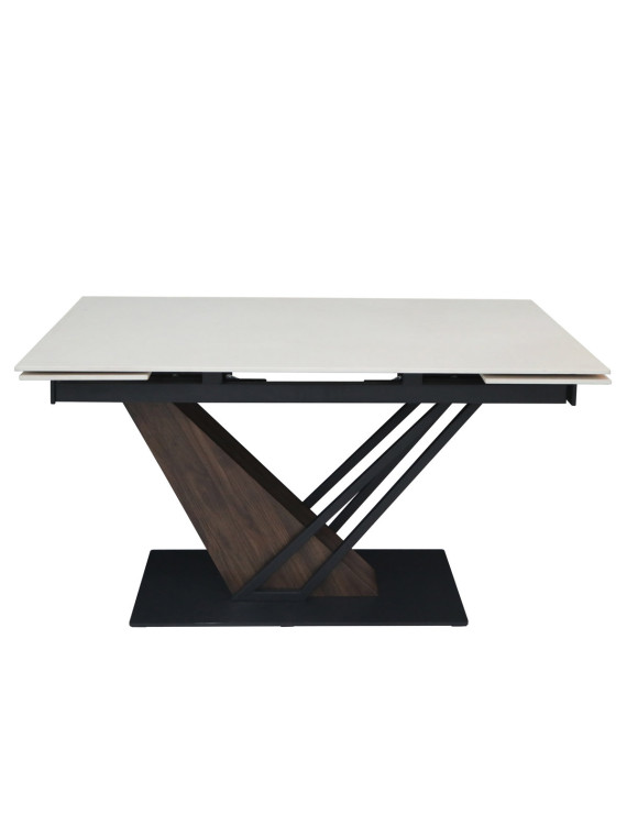 Стіл FERNANDO CERAMIC 160(220)*90 бежевий мат/темний горіх