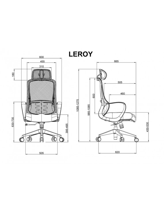 Крісло поворотне LEROY чорна тканина/чорний каркас